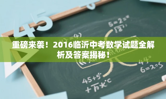 重磅来袭!2016临沂中考数学试题全解析及答案揭秘! 重磅来袭!2016临沂中考数学试题全解析及答案揭秘!