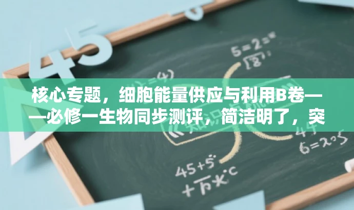 核心专题,细胞能量供应与利用B卷——必修一生物同步测评,简洁明了,突出了核心价值,适配了目标人群需求,语言有吸引力。 核心专题,细胞能量供应与利用B卷——必修一生物同步测评,简洁明了,突出了核心价值,适配了目标人群需求,语言有吸引力。