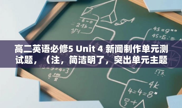 高二英语必修5 Unit 4 新闻制作单元测试题,(注,简洁明了,突出单元主题和测试重点,适合学生和教师的需求。) 高二英语必修5 Unit 4 新闻制作单元测试题,(注,简洁明了,突出单元主题和测试重点,适合学生和教师的需求。)