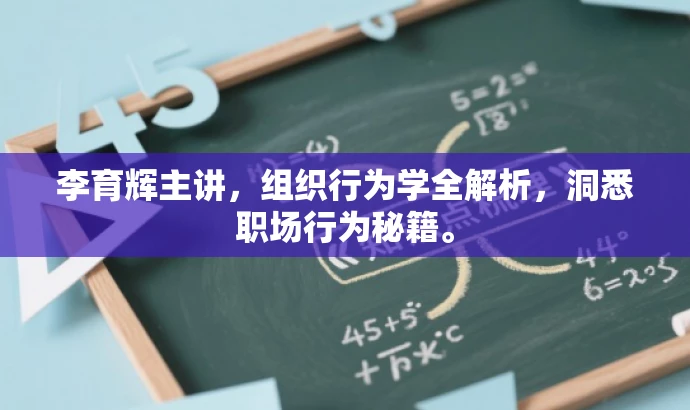 李育辉主讲,组织行为学全解析,洞悉职场行为秘籍。 李育辉主讲,组织行为学全解析,洞悉职场行为秘籍。