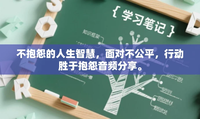 不抱怨的人生智慧,面对不公平,行动胜于抱怨音频分享。 不抱怨的人生智慧,面对不公平,行动胜于抱怨音频分享。
