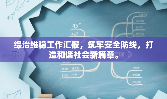 综治维稳工作汇报,筑牢安全防线,打造和谐社会新篇章。 综治维稳工作汇报,筑牢安全防线,打造和谐社会新篇章。