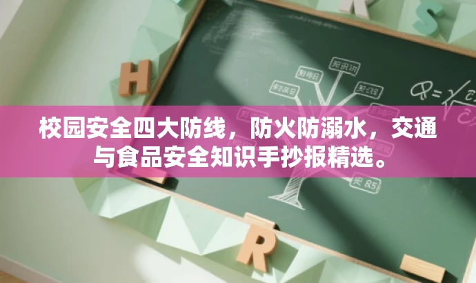 校园安全四大防线,防火防溺水,交通与食品安全知识手抄报精选。 校园安全四大防线,防火防溺水,交通与食品安全知识手抄报精选。