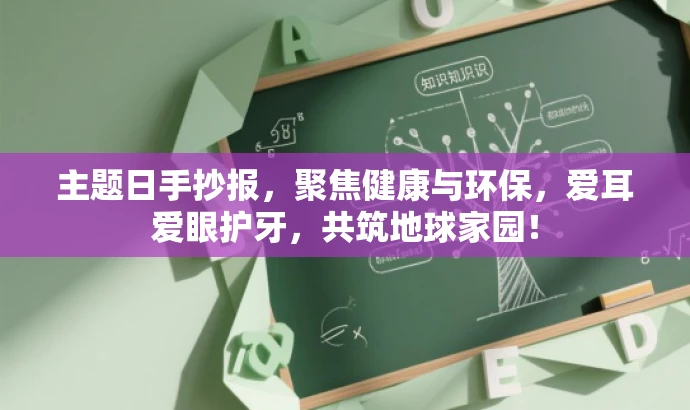 主题日手抄报,聚焦健康与环保,爱耳爱眼护牙,共筑地球家园! 主题日手抄报,聚焦健康与环保,爱耳爱眼护牙,共筑地球家园!
