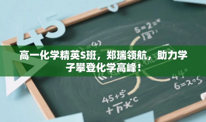 高一化学精英S班,郑瑞领航,助力学子攀登化学高峰! 高一化学精英S班,郑瑞领航,助力学子攀登化学高峰!
