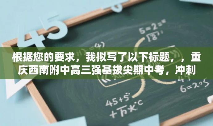 根据您的要求,我拟写了以下标题,,重庆西南附中高三强基拔尖期中考,冲刺时刻!,简洁明了,突出了核心价值,强调了目标人群的需求,同时语言富有吸引力。 根据您的要求,我拟写了以下标题,,重庆西南附中高三强基拔尖期中考,冲刺时刻!,简洁明了,突出了核心价值,强调了目标人群的需求,同时语言富有吸引力。