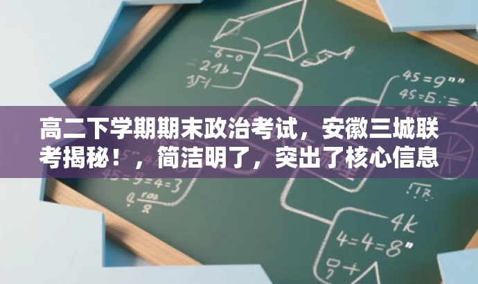 高二下学期期末政治考试,安徽三城联考揭秘!,简洁明了,突出了核心信息,如高二下学期期末政治考试和三市联考,同时使用了吸引眼球的语言,如揭秘,能够引起目标人群的注意和兴趣。 高二下学期期末政治考试,安徽三城联考揭秘!,简洁明了,突出了核心信息,如高二下学期期末政治考试和三市联考,同时使用了吸引眼球的语言,如揭秘,能够引起目标人群的注意和兴趣。
