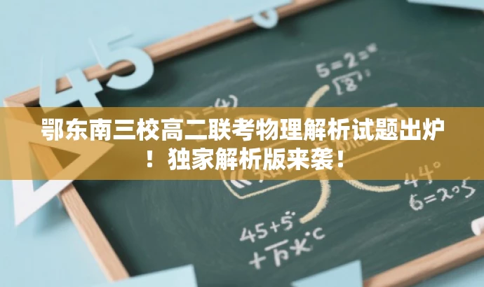 鄂东南三校高二联考物理解析试题出炉!独家解析版来袭! 鄂东南三校高二联考物理解析试题出炉!独家解析版来袭!