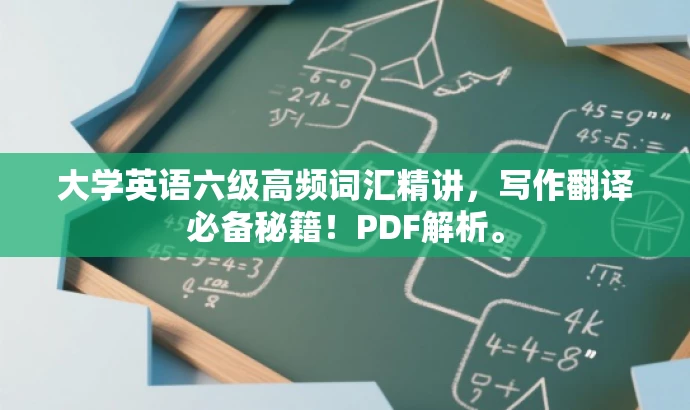 大学英语六级高频词汇精讲,写作翻译必备秘籍!PDF解析。 大学英语六级高频词汇精讲,写作翻译必备秘籍!PDF解析。
