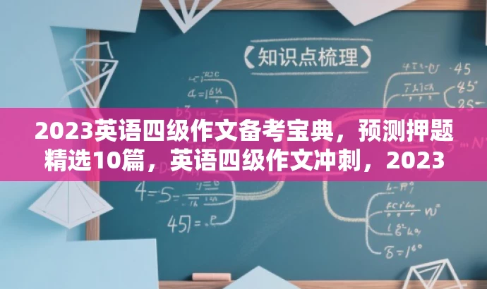 2023英语四级作文备考宝典,预测押题精选10篇,英语四级作文冲刺,2023预测押题解析10篇,突破英语四级!2023作文预测题TOP10解析,2023英语四级备考热点,作文预测押题全解析,英语四级作文考前冲刺,预测押题大解密(附范文),旨在吸引目标人群的注意力,突出核心价值,强调预测和解析内容,同时符合营销效果的要求。 2023英语四级作文备考宝典,预测押题精选10篇,英语四级作文冲刺,2023预测押题解析10篇,突破英语四级!2023作文预测题TOP10解析,2023英语四级备考热点,作文预测押题全解析,英语四级作文考前冲刺,预测押题大解密(附范文),旨在吸引目标人群的注意力,突出核心价值,强调预测和解析内容,同时符合营销效果的要求。